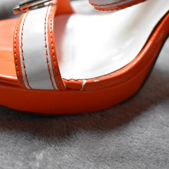 Hot Gossip Platform Sandals Sz 8- Orange/White - Picture 10 of 16